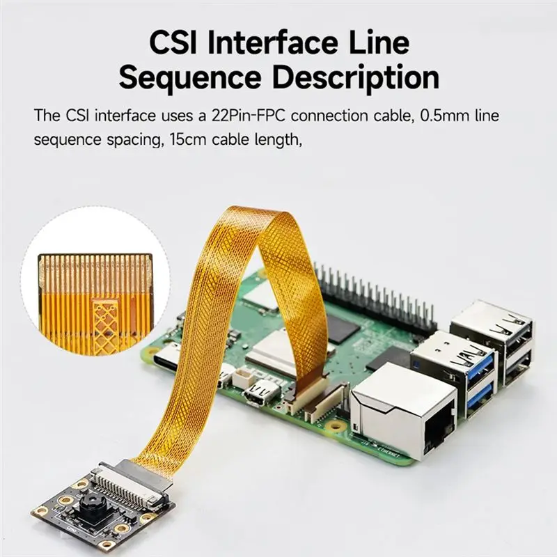E-Easy To Use-라즈베리 파이 5 카메라용 8MP 카메라 모듈 IMX219 200도 시야각 CSI 인터페이스 카메라