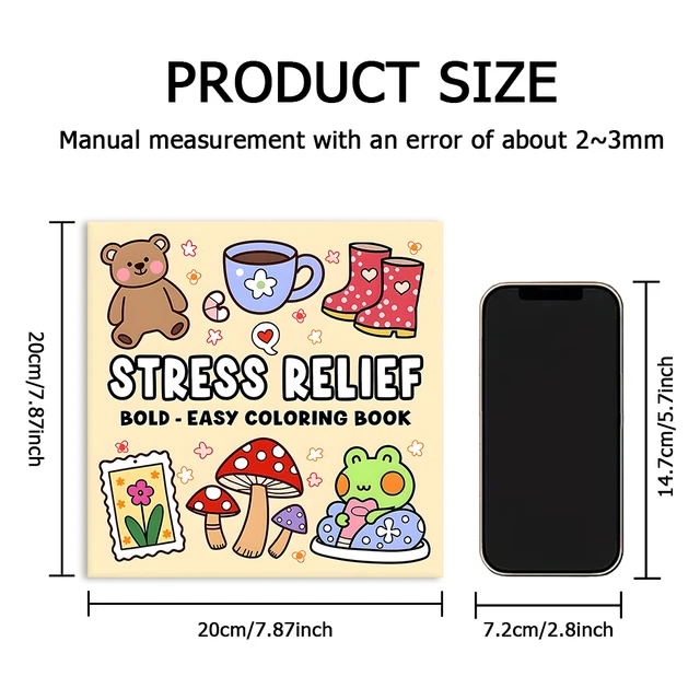 STRESS RELIEF bold-easy Coloring Book for Adults Cute Drawing Book Perfect Gift for Party and Birthday 3