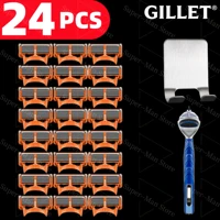 Ensemble de rasoirs Gillet à 5 lames pour hommes - Améliorez votre kit de rasage. Chaque ensemble comprend une lame de rasoir supplémentaire, un manche et un sac de rangement. 3