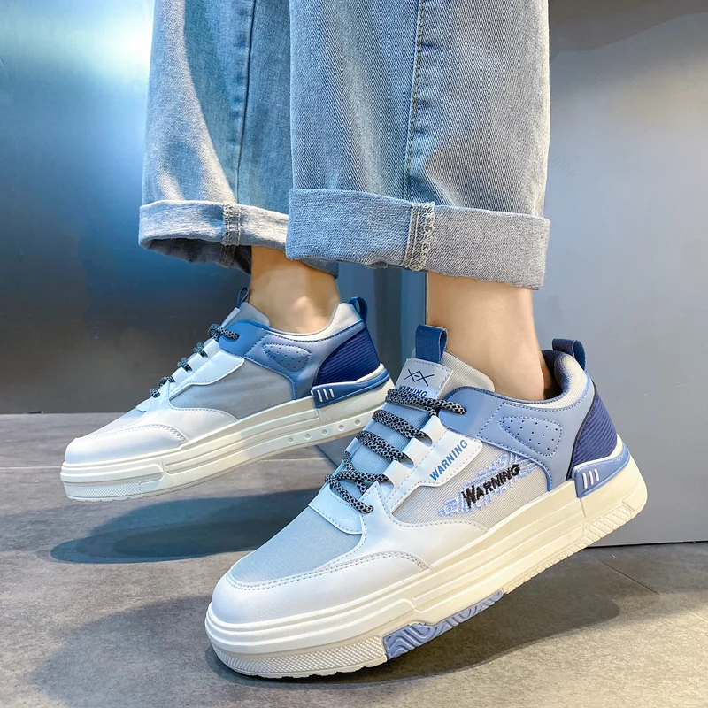 

Men Skateboarding Shoes Leather Thick Sole Sneakers Male Sport Shoes Zapatillas Hobre Flat 2023 Spring Autumn Run Man Shoes