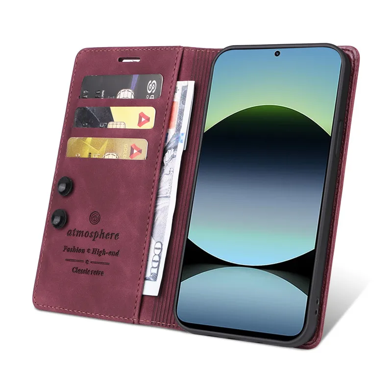 Magnetic Leather Stand Wallet Flip Case - Elegant Protective Phone Cover