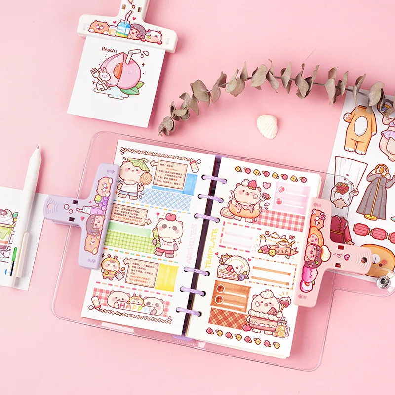 Paper Binder Book Clips Cute Cartoon Office Supplies