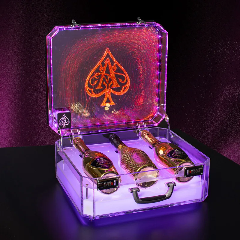 Colorful light ice pattern wine box bar KTV creative LED cocktail box wine props champagne luminous
