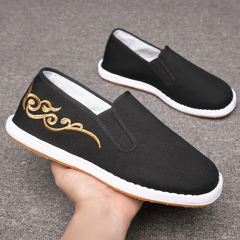 Traditional old Beijing cloth shoes men's Chinese style casual non-slip breathable slip-on shoes kung fu wushu