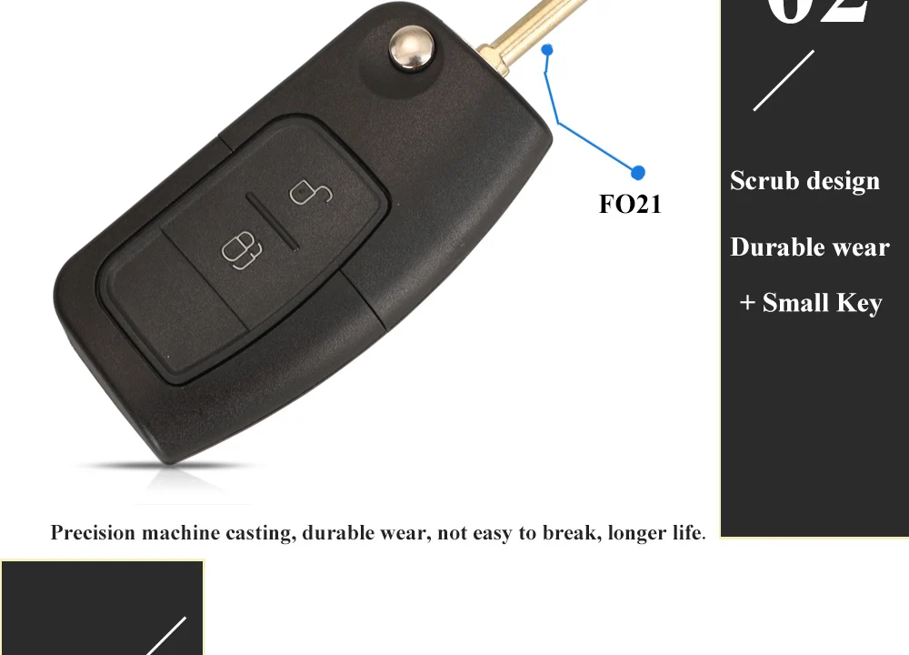 Jingyuqin 10 teile/los 3 Taste Flip Klapp Auto Schlüssel Shell Fernbedienung Fob Abdeckung für Ford Focus Fiesta C Max Ka – Detail 7