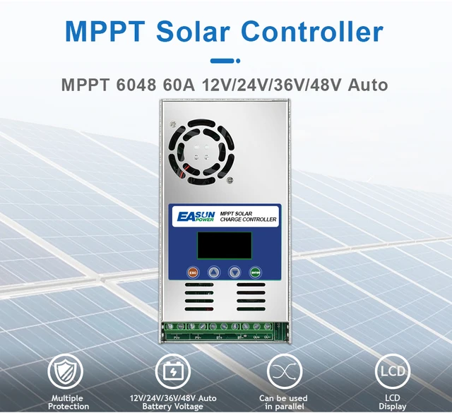 Mppt Solar Charge Controller 12v 24v 48v - 60a Mppt Solar Charge Discharge  - Aliexpress