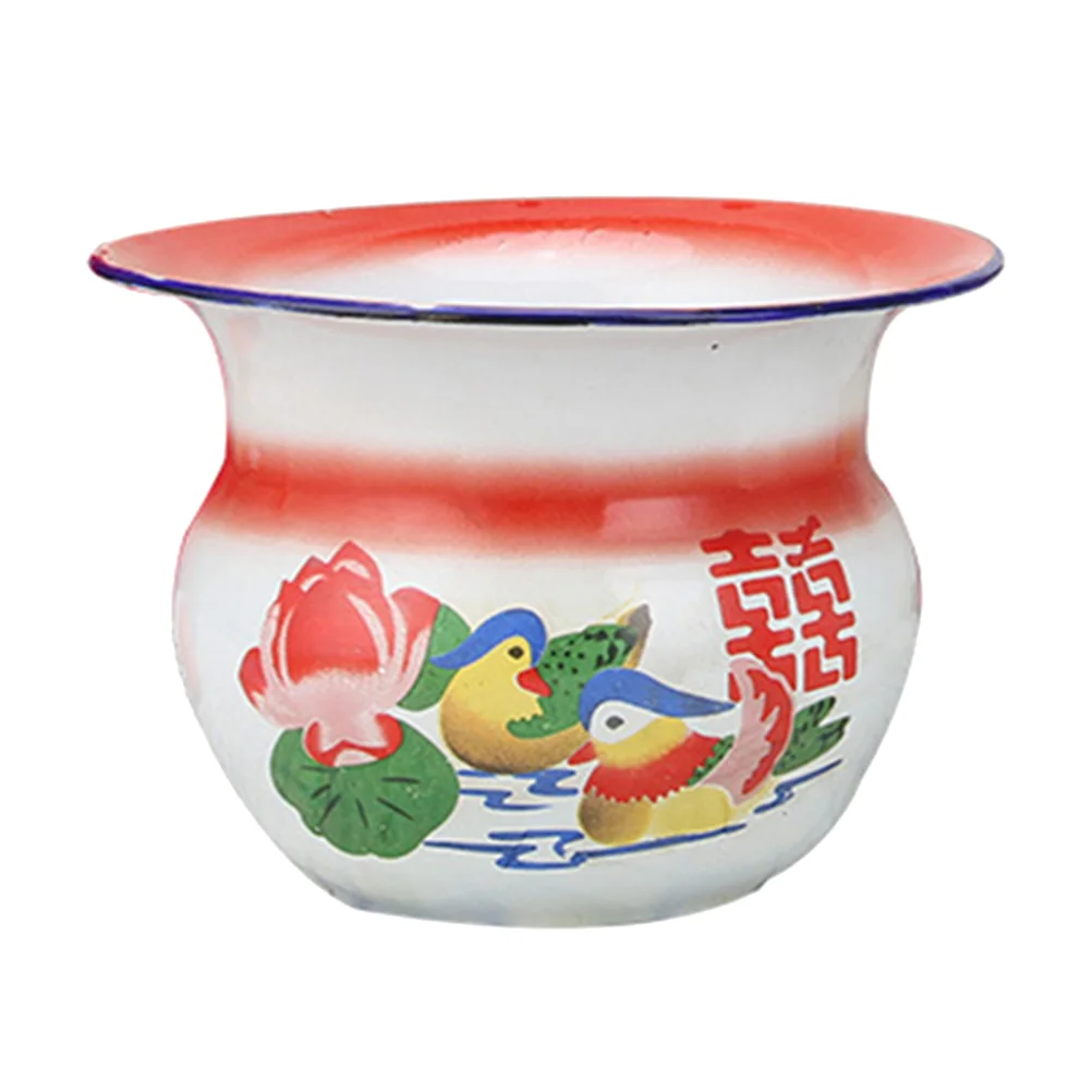 

Spittoon Vase Portable Urine Pot Night Bedpan Vintage Chamber Enamel Adult Container Woman Household