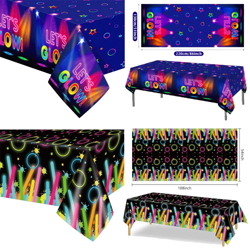 NeonPartyTableclothsUVGlowPartyTableCoversDisposablePlastic