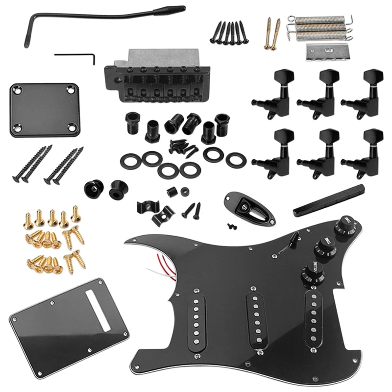 

Complete DIY Accessory Kit For Electric Guitar Including Pre-Wired Pickguard Bridge Pickups And Other Guitar Accessories