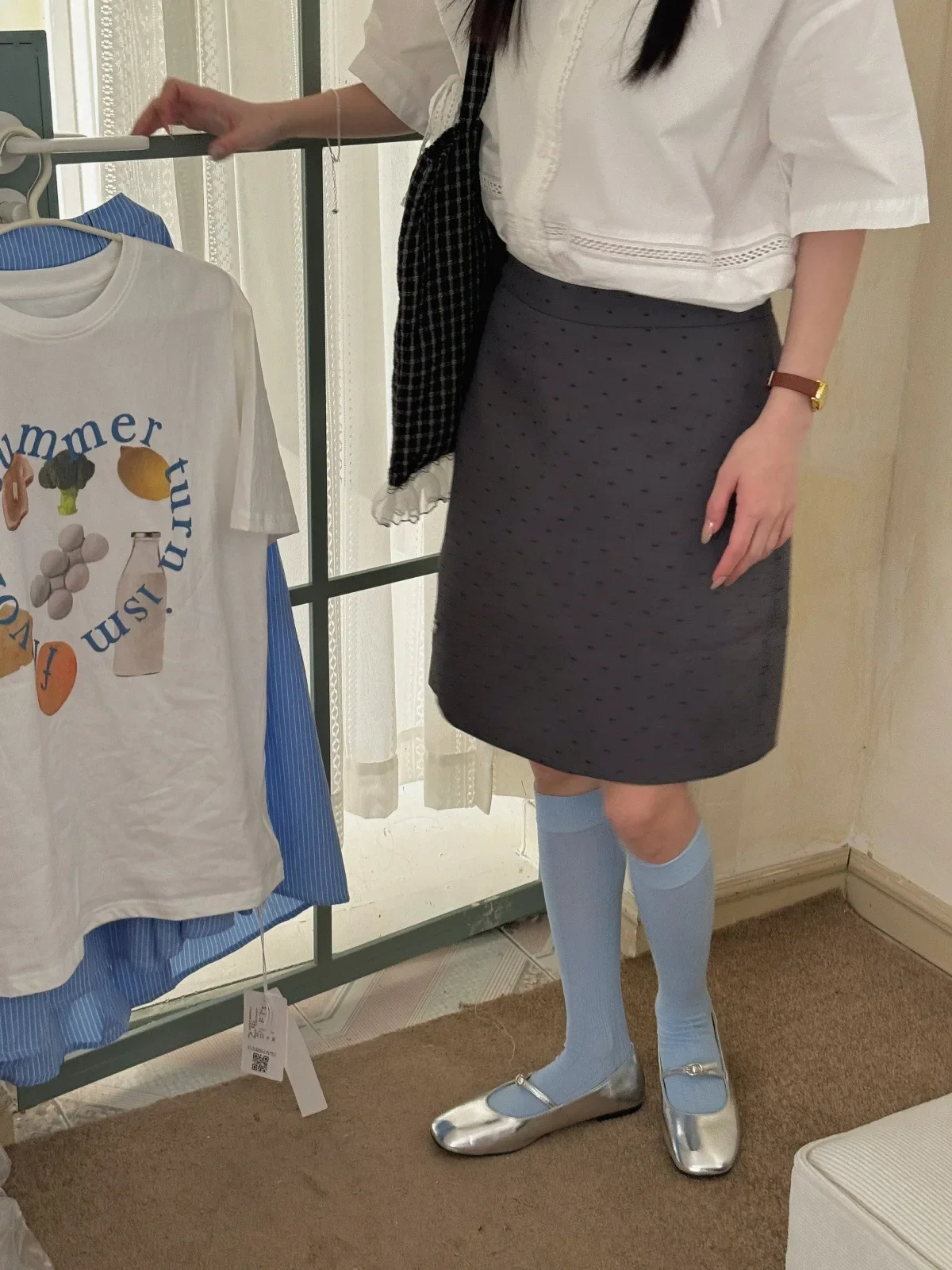 Mädchensocken Strümpfe Damen Baumwolle Dünn Atmungsaktiv JK Mädchen Kniestrümpfe Japanische Mode Einfarbige Lange Socken Damenstrümpfe – Detail 3