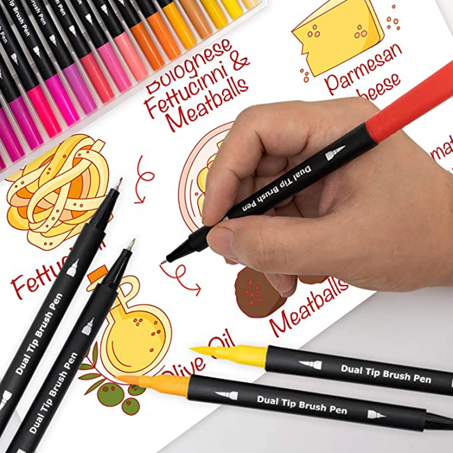 Mogyann Markers for Adult Coloring - 72 Color Dual Tip Brush Pens Coloring Markers Set