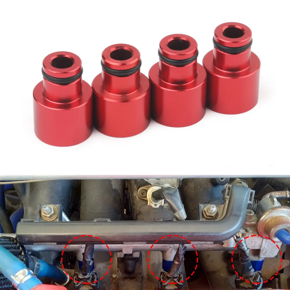 

4 Pcs Racing Fuel Injector Top Hats Adapters RDX Injectors for HONDA B16 B18 D16Z D16Y