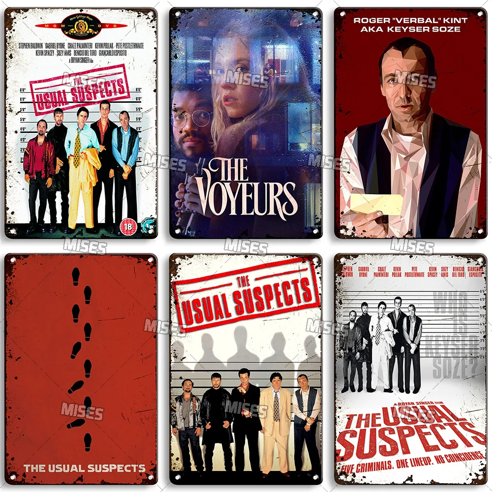 MISES 클래식 영화 평소 Suspects 금속 사인 장식 플레이트, 녹슨 금속 플라크 바 홈 금속 주석 사인 카페 금속 포스터