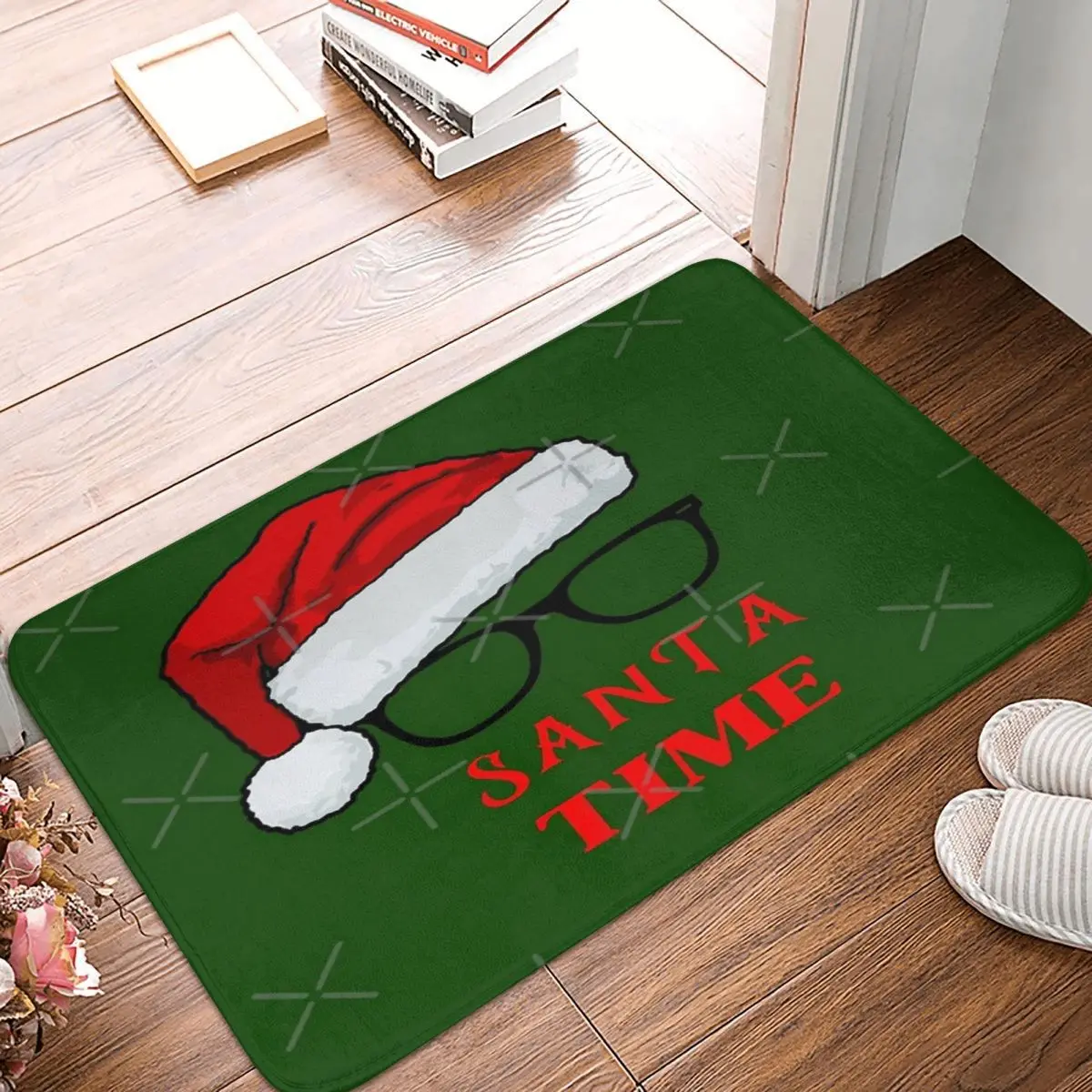 

Merry Christmas Glasses And Hat 40x60cm Carpet Polyester Floor Mats Fashionable Living Room Everyday