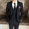 2024 Groom Wedding High-grade Suit (suit + Vest + Trousers) Winter Stripes Business Fashion Handsome Casual Suit Three-piece Set 1