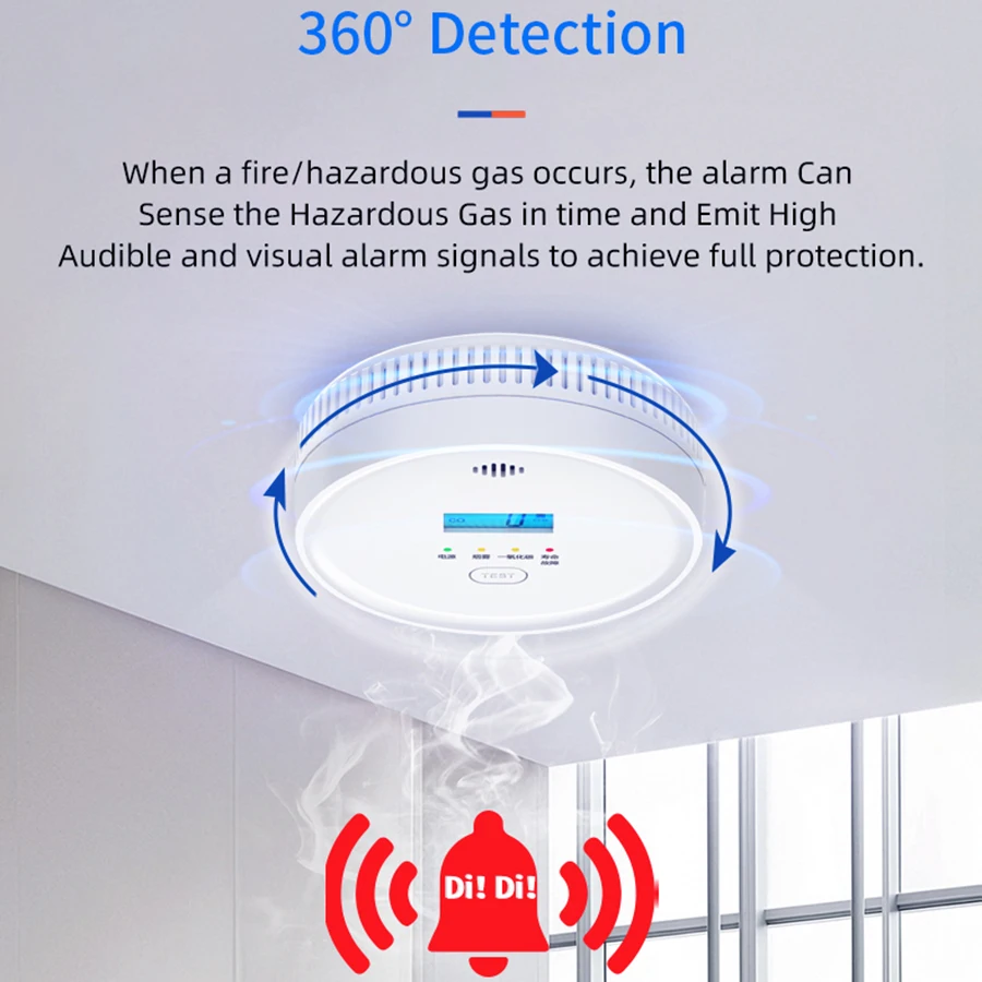 Smoke Detector Composite Carbon Monoxide Sensor SMARSECUR 10 Years Battery 2 in 1 Independent CO Smoke Alarm Fire Protection - 6
