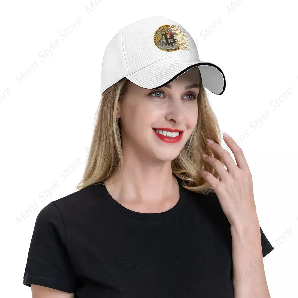 I Love Bitcoin Art Cryptocurrency Art Multicolor Hat Peaked Women's Cap Personalized Visor Windproof Hats 5