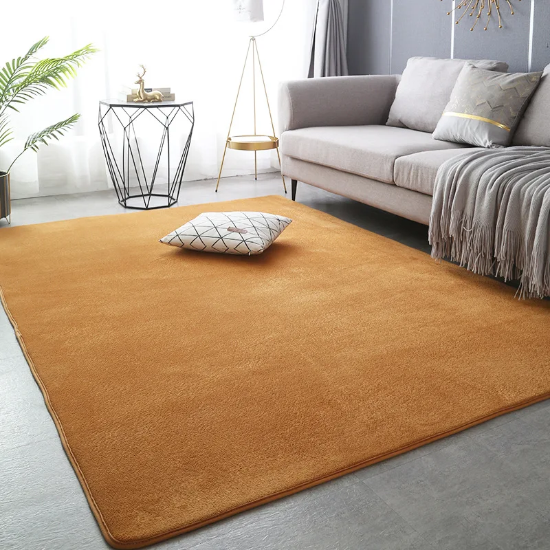 Japanese coral velvet living room rug Solid color bedroom rug bed Modern simple short hair