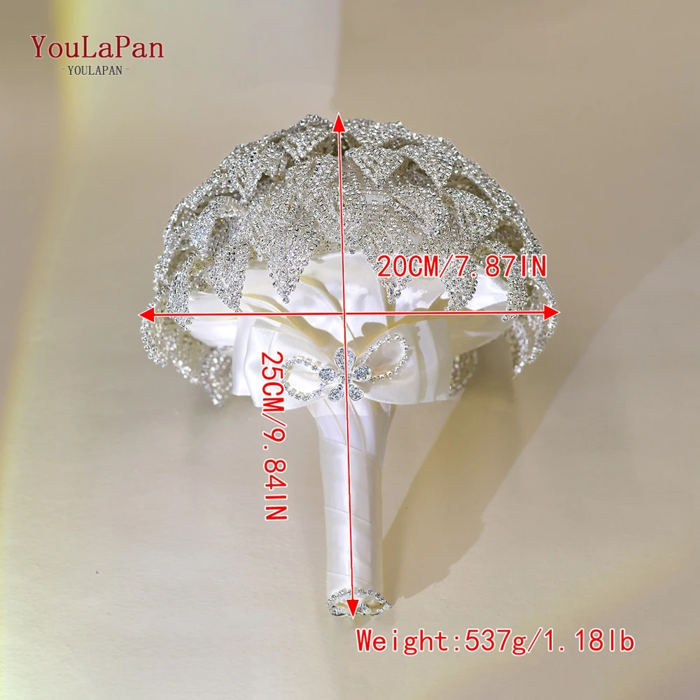 Youlapan Vintage Crystal Bouquet for Bridal Rhinestone Bouquet Wedding Accessories Bride's Decoration Flower HF01