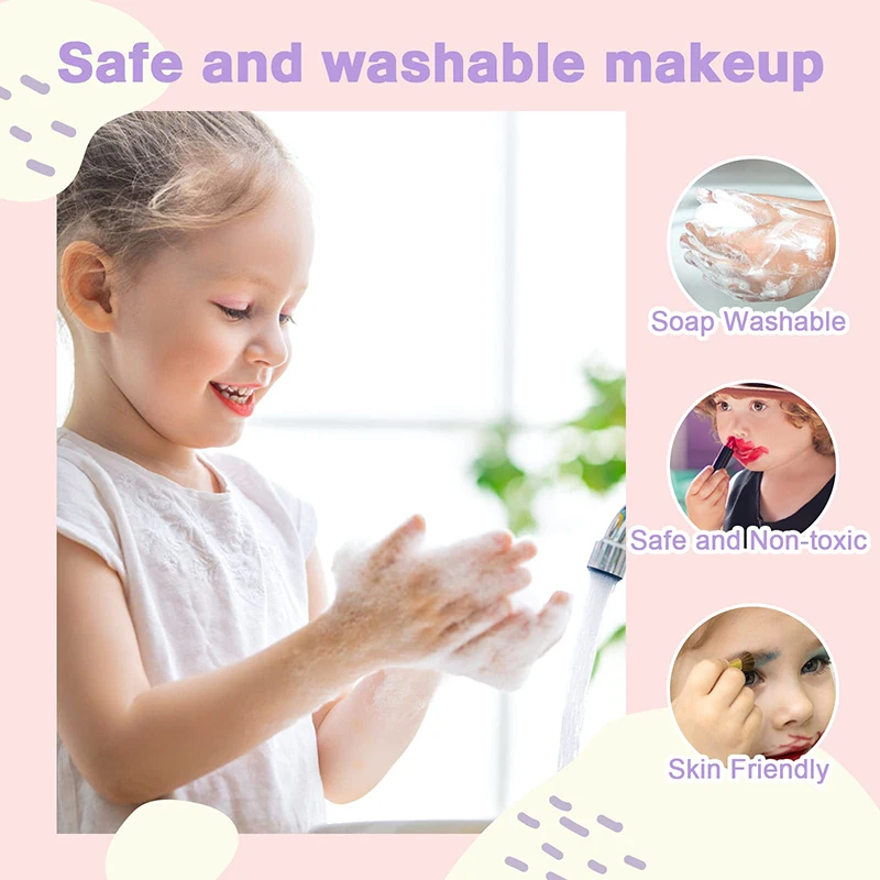 Kids Makeup Kit for Girl Washable Safety Nontoxic Pretend Play Make Up Toys for Children Little Princess Christmas Birthday Gift