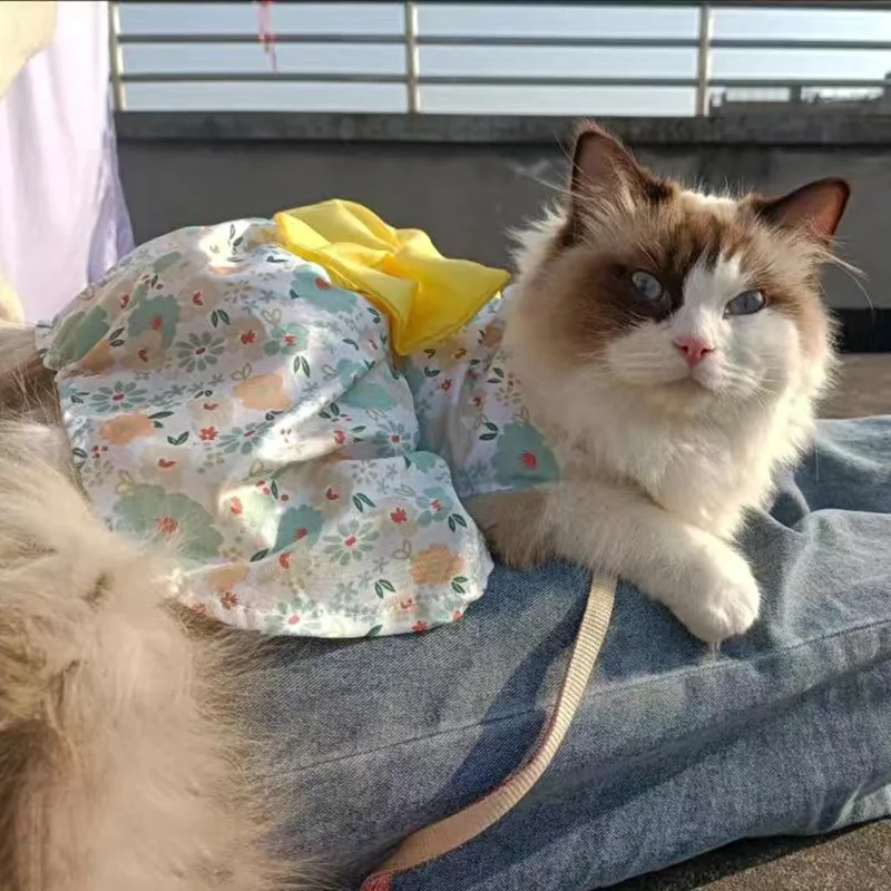 5 Pieces Dog Clothes Girl Dog Dresses Floral Puppy