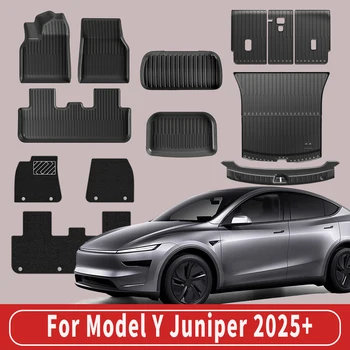 For New Tesla Model Y Launch 2025+ Juniper 2025+ TPE Floor Mats & Cargo Liner, All Weather Trunk Mats Floor Liner Backrest Mats 1
