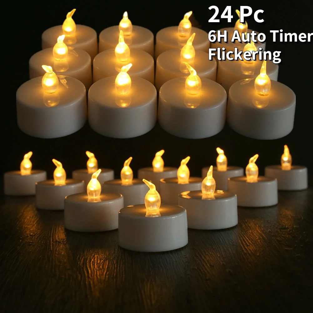 Flameless Flickering LED Tea Light Candles - Battery-Powered Home Decor