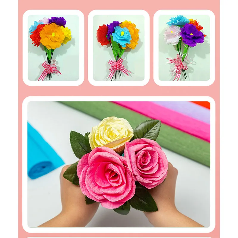 50x250cm Colored Crepe Paper Roll Origami Crinkled Crepe Paper Craft DIY Flowers Decoration Gift Wrapping Thickened Paper Craft - 3