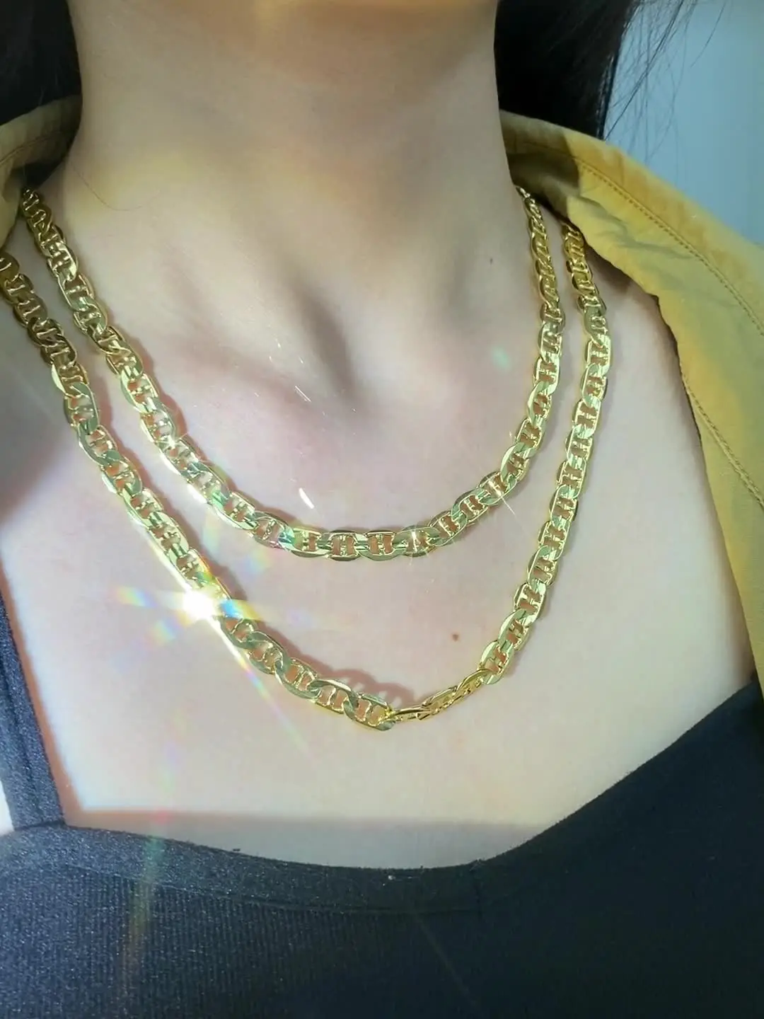 Punk Thick Chain Necklace Gifts Trendy Luxury Italy 750 18k Gold