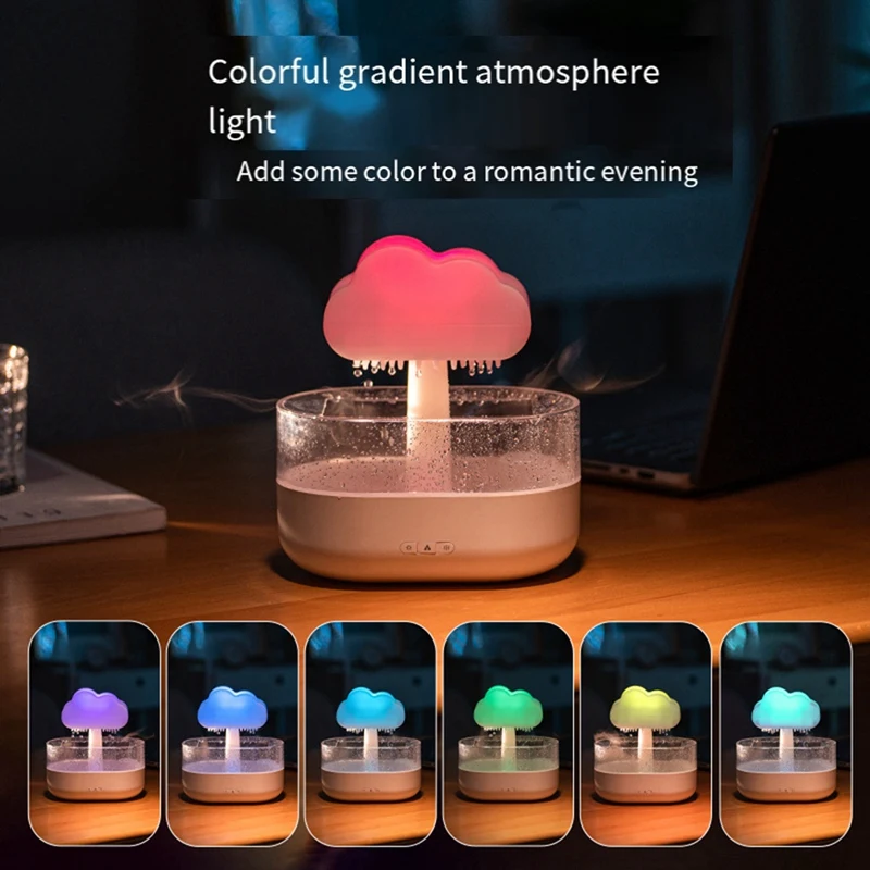 

Rain Cloud Humidifier 200ML Essential Oils Diffuser With Water Drops And Colorful Night Light Mushroom Humidifier