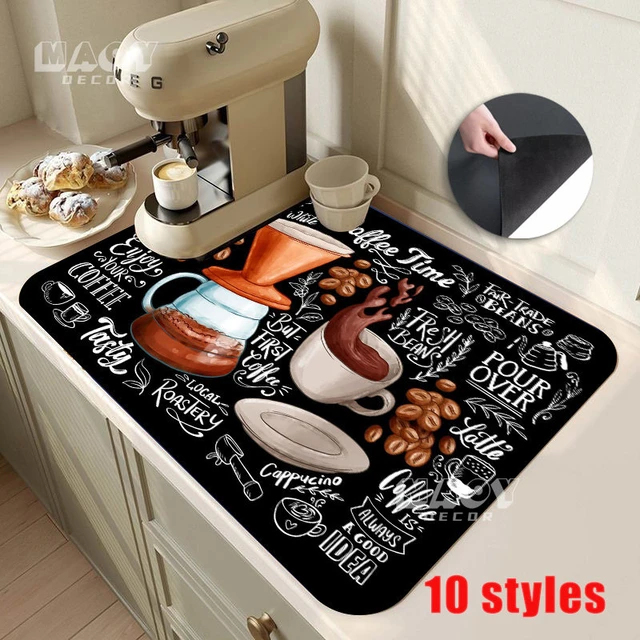 Quick Dry Drain Mat Dish Drying Mats Super Absorbent Coffee Machine Draining  Pad