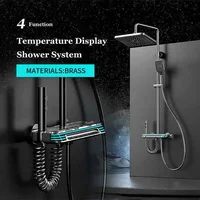 Luxury Piano Digital Bathroom Shower Set 12 Inch Rainfall Shower Head Hot Cold Bathroom Faucets Thermostatic Piano Shower System 2