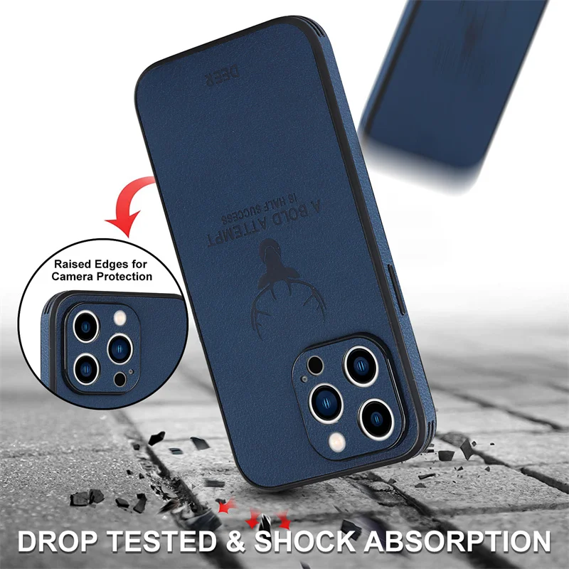 Luxury Deer Leather Texture Silicone Business Soft Shockproof Phone Case