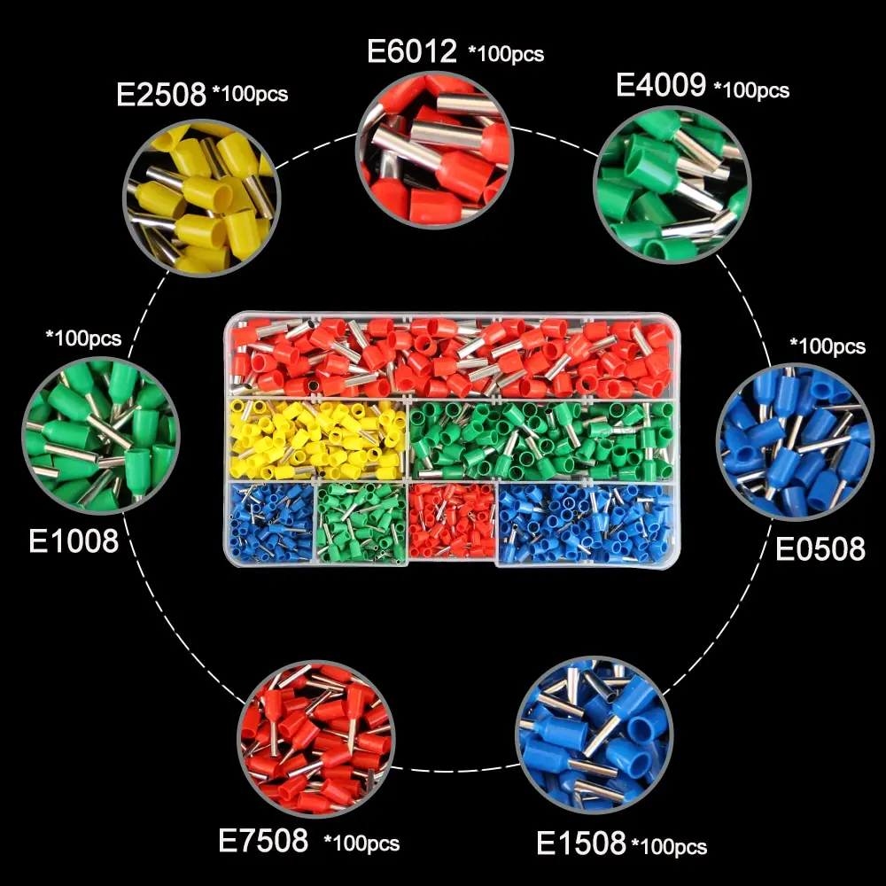 Wire Connectors 700pcs European Type Tube Terminals Wire Connector Crimper Cable Electrical Pressure Connection Ring Cold Crimp Terminals