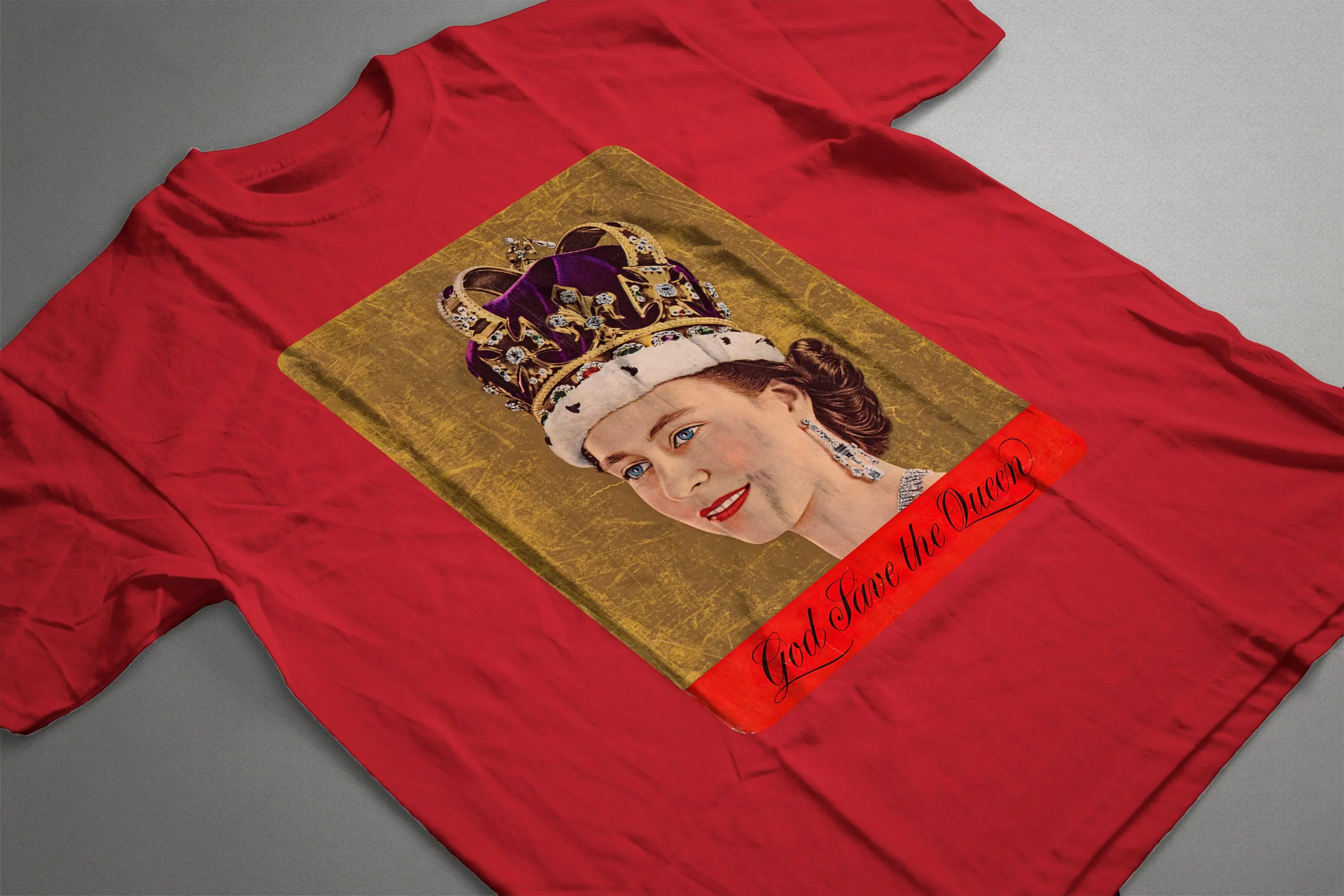 Dio Salva La Regina. Maglietta Vintage Queen Elizabeth. Queen