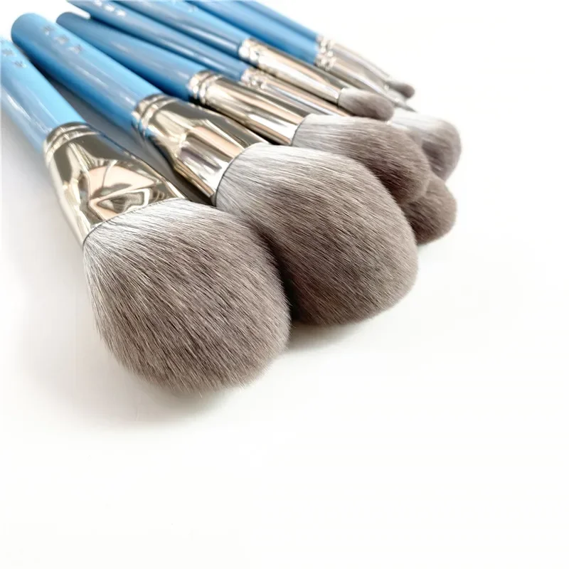 MyDestiny SHINY-BLUE 메이크업 브러쉬 세트 13pcs 슈퍼 소프트 합성 헤어 퀵 드라이 화장품 브러쉬 키트