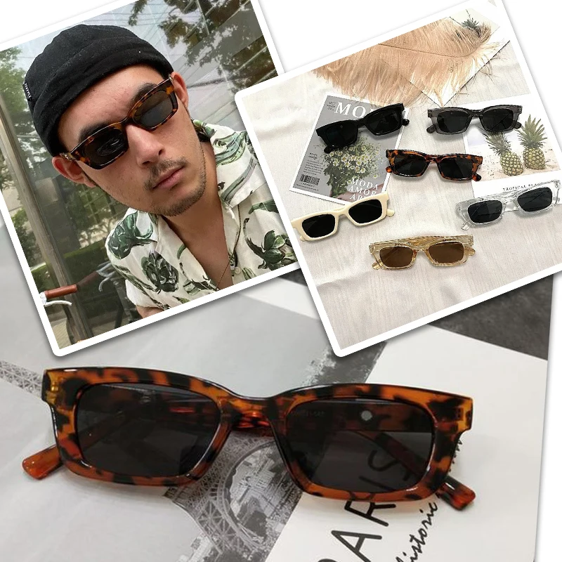 

Fashion Sunglasses Small Rectangle Classic Glasses Bike for Men Female Eyewear Anti-glare Anti-UV Eyewear Hip-hop Sunglasses