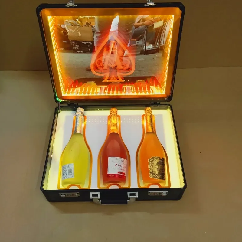 Champagne Whisky Bottle Display Case Rechargeable LED Spade A Box 3pcs 5pcs Bottle Container Bar Party Night Club Show Case