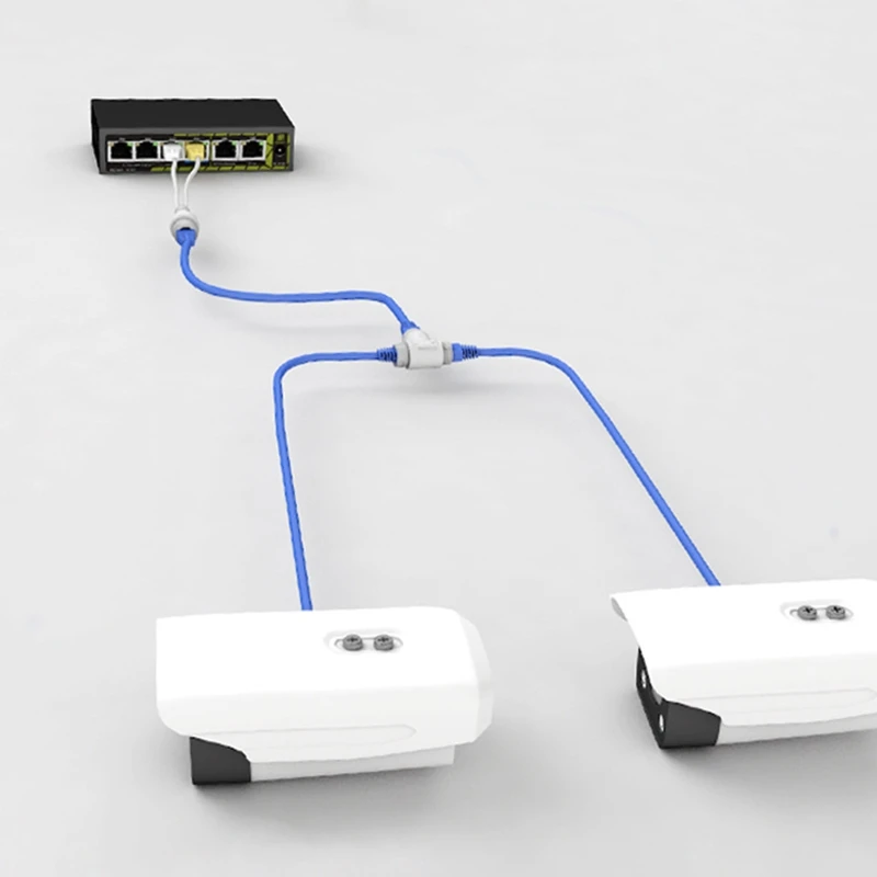 POE 분배기 2-in-1 네트워크 케이블링 커넥터 3방향 RJ45 커넥터 카메라