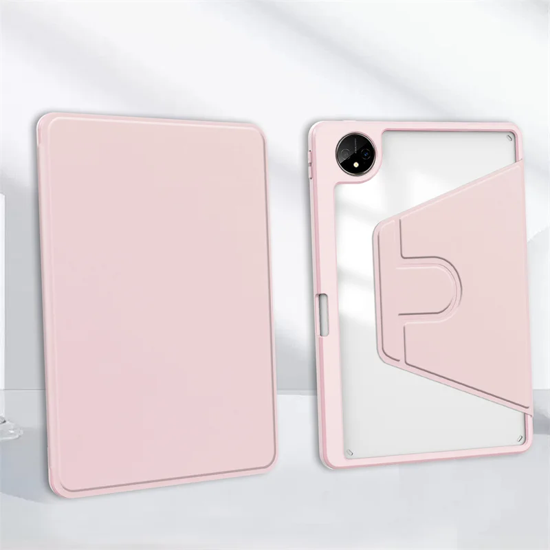 Enhanced 360° Rotating Acrylic Clear Tablet Case with Pen Holder