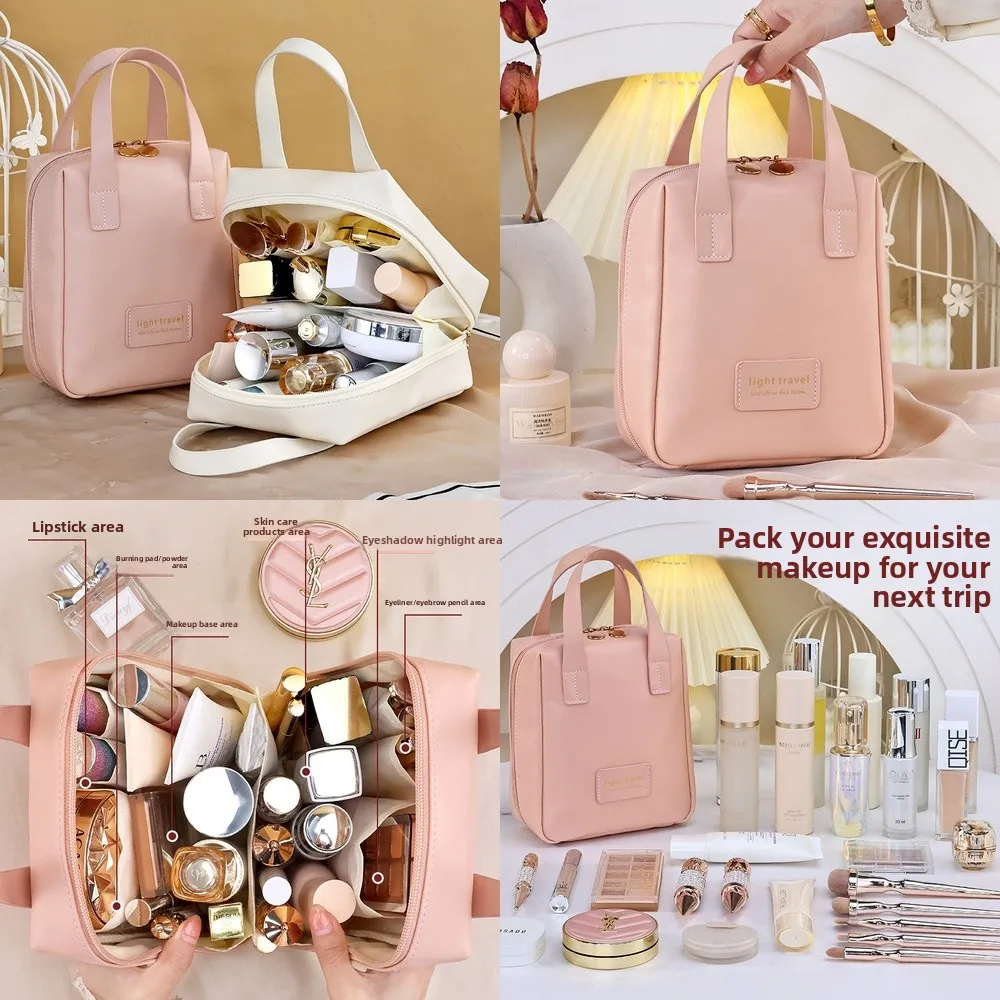 Large Capacity Elegant Makeup Bag for Women Travel Toiletry Organizer with Multiple Compartments Portable Cosmetic Storage 1