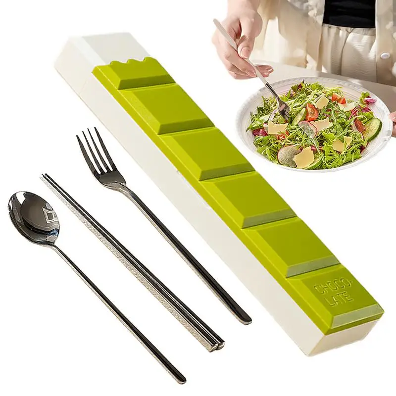 Stainless Steel Travel Utensils Stainless Steel Cartoon Utensil Set Cute Utensil Set With Liquid Compartment Portable Cutlery