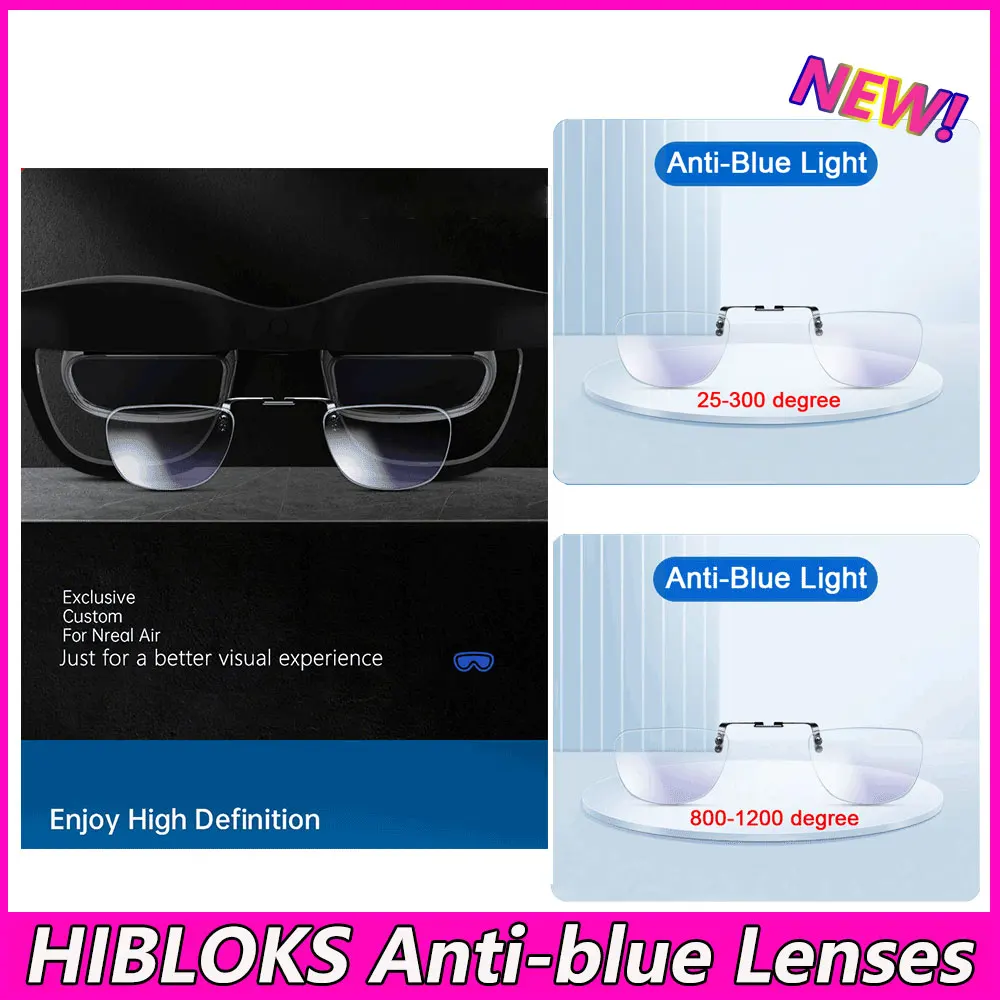 Hibloks Lenti Anti-Blu Per Nreal Air Ar Smart Glasses Lens Miopia Ipermetropia Astigmatismo Occhiali Anti-Radiazioni Blu