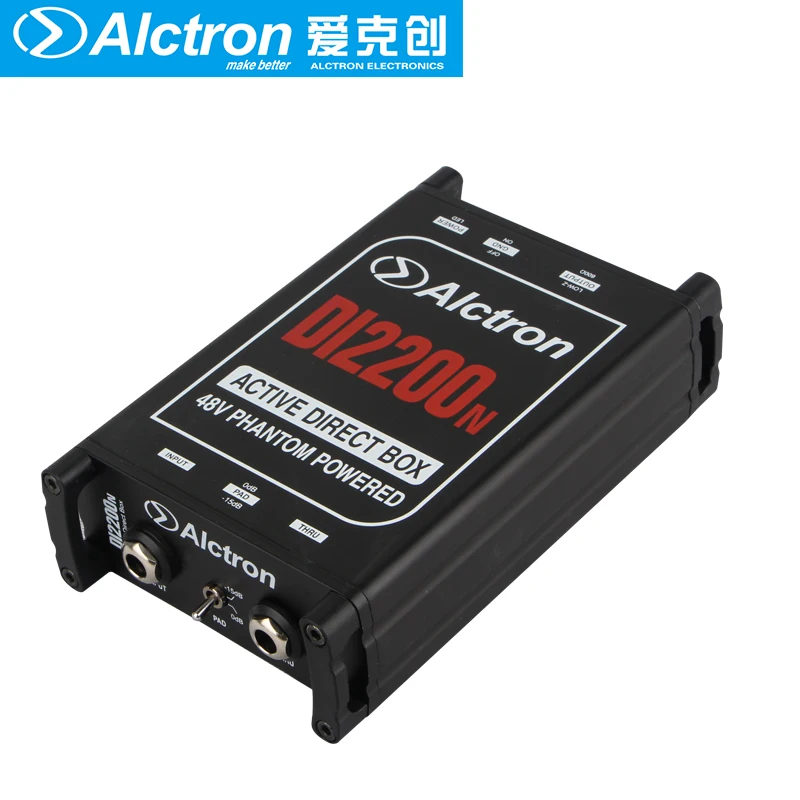 Alctron 고성능 액티브 DI 박스, 고무 프로텍터 포함, 무대 퍼포먼스 다이렉트 박스, 임피던스 변환, DI2200N