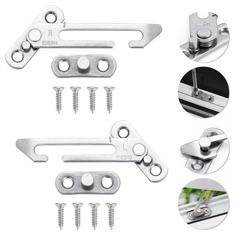 Lock Protector Locator Window Support Adjustable Cabinet Locks Window Protection Hook Latches Casement Blocking
