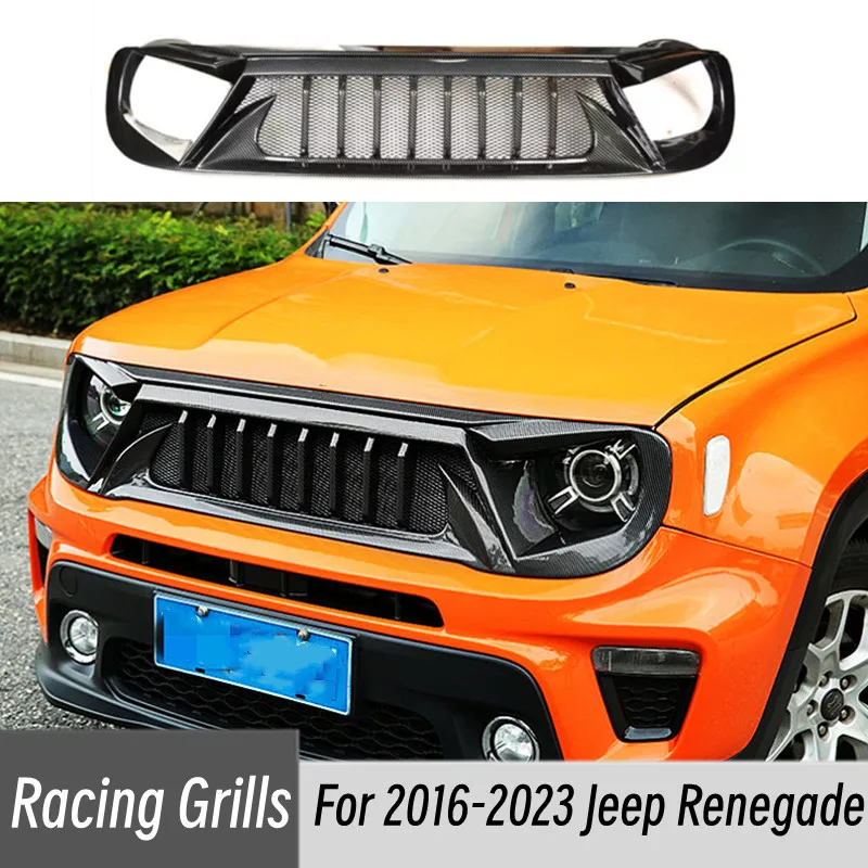 Per Il 2016-2023 Jeep Renegade Racing Grills Griglia In Carbonio Opaco Presa D'Aria Styling Esterno Tuning Accessori Parte