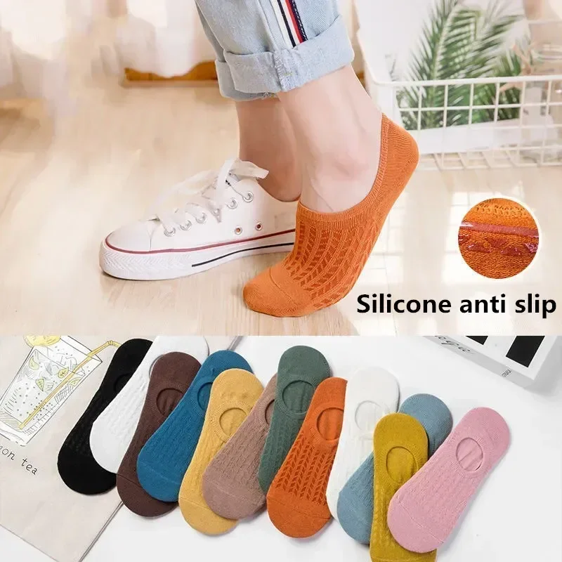 

Shallow Thin 5pair Cotton Summer Girl Invisible Sock Socks Mouth Breathable Non-slip Show Calcetines Boat Women's Silicone Short