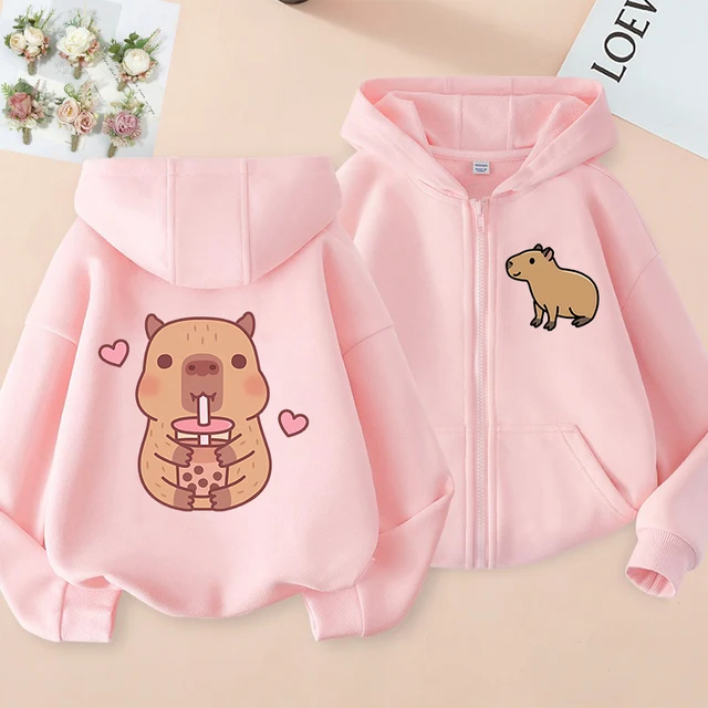 Manga Clothes Kid Girl Boy Top Hoody Funny Kids Capybara Zip Up Hoodie Children's Hoodie Zipper Children Capibara Sweatshirt