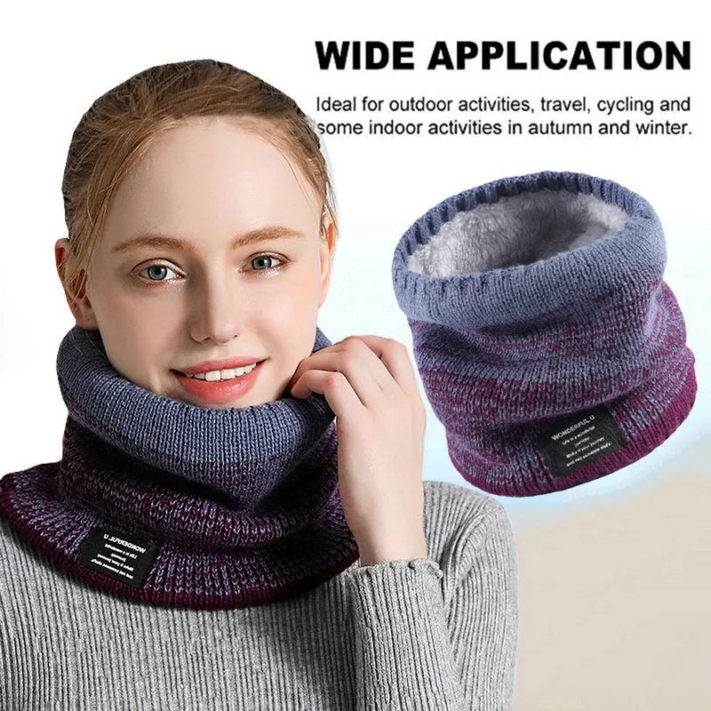 New Winter Plush Woolen Knitting Neck Cover Fashion Solid Color Men Women Cold-proof Scarf Outdoor Warm Cycling Neckerchief Fleece Neck Cover