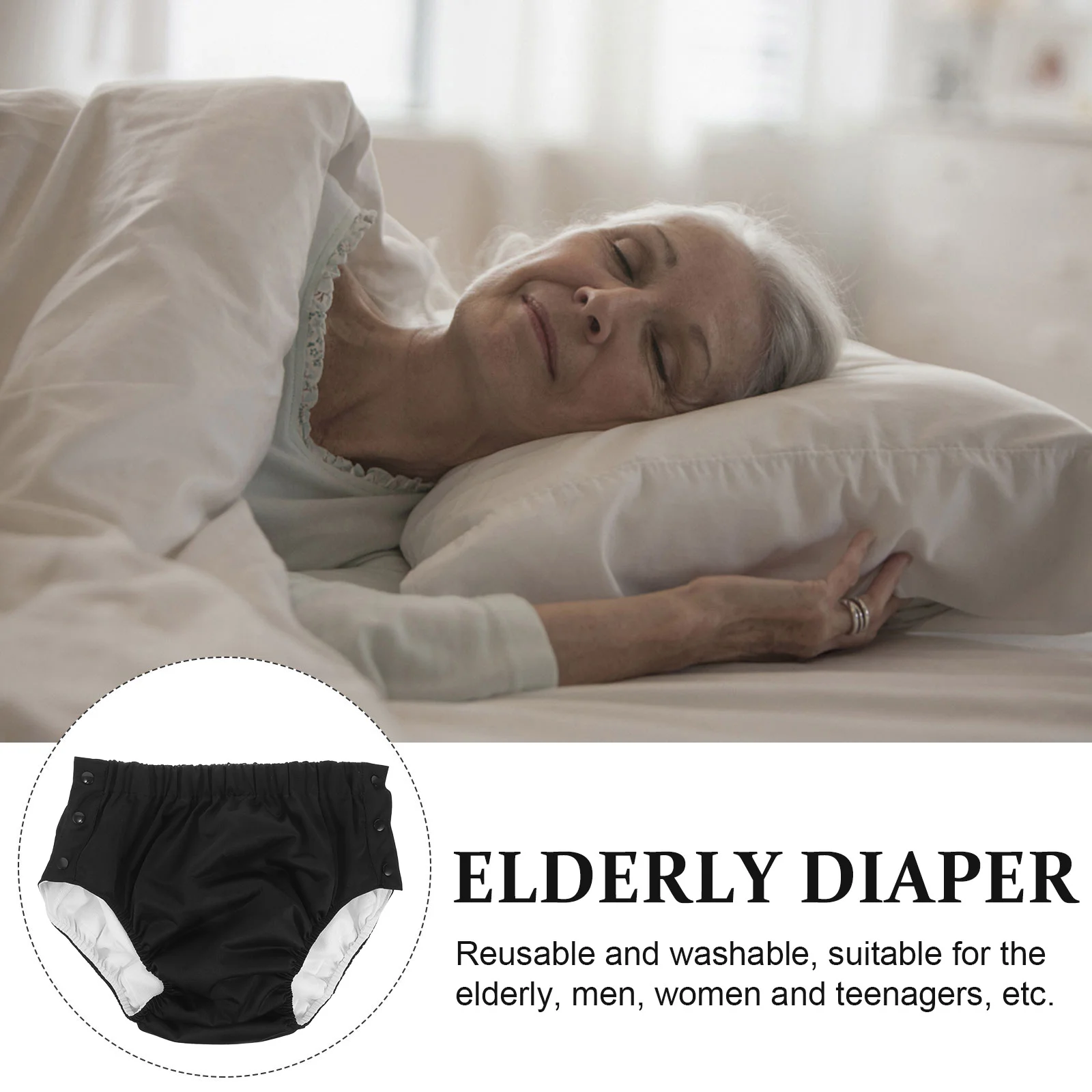 Elderly Incontinence Underwear Waterproof Anti Leak L Code Gray Cotton Diaper Pants Reusable Washable Adjustable Strap for Home 6